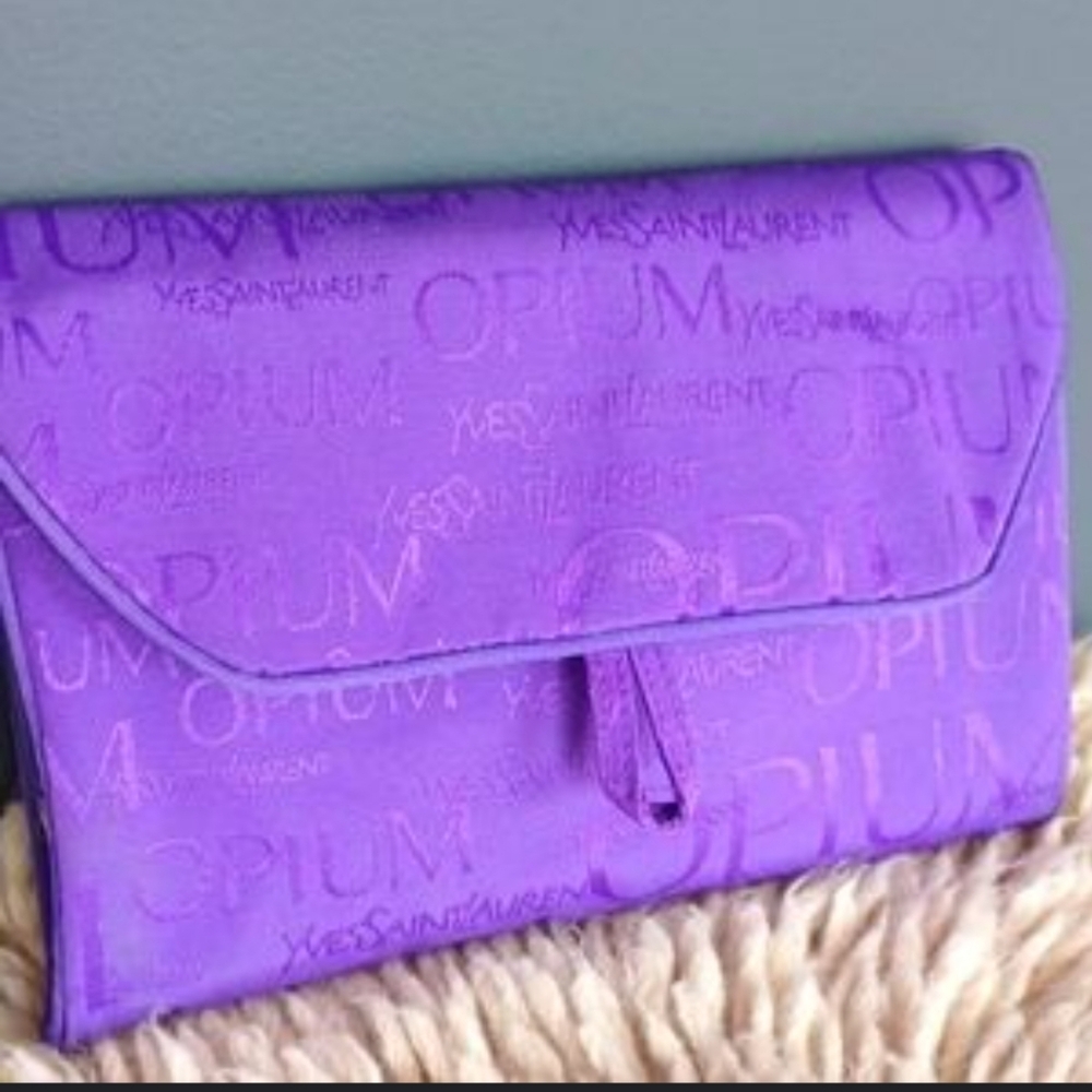 YSL Yves Saint Laurent opium purple makeup bag / clutch - Picture 1 of 8
